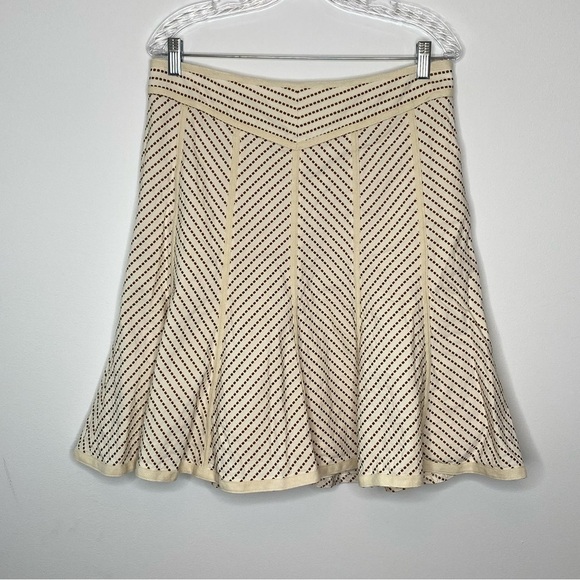 Nanette Lepore Cream and Brown Fluted Fit and Flare Skirt - Picture 1 of 10